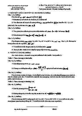 Kiểm tra học kỳ I năm học 2010-201 môn Toán 12  THPT